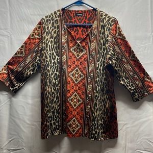 Large link polyester fall print blouse
